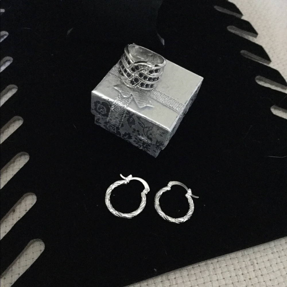 Sterling silver sapphire ring set